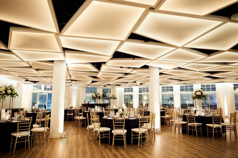 Elegant dining room with city views